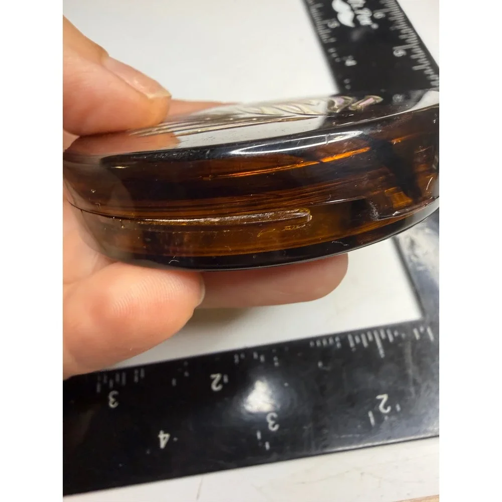 Vintage CornSilk Faux Tortoise Shell Pressed Powder Compact Gold Leaf Inlay